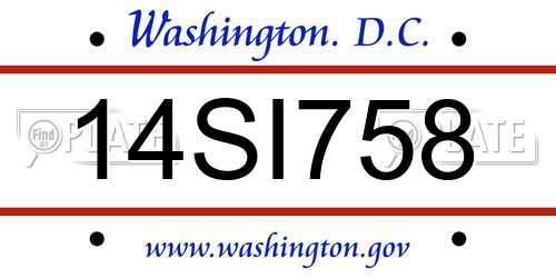 14SI758 District Of Columbia License Plate