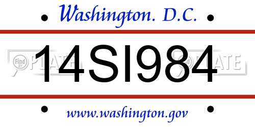14SI984 District Of Columbia License Plate