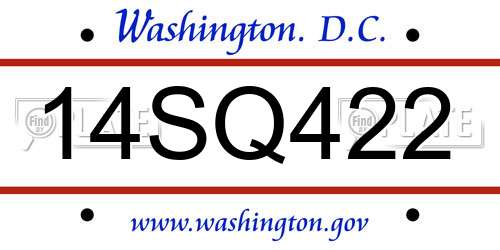 14SQ422 District Of Columbia License Plate