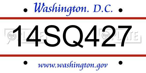 14SQ427 District Of Columbia License Plate