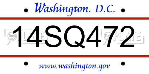 14SQ472 District Of Columbia License Plate