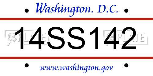 14SS142 District Of Columbia License Plate