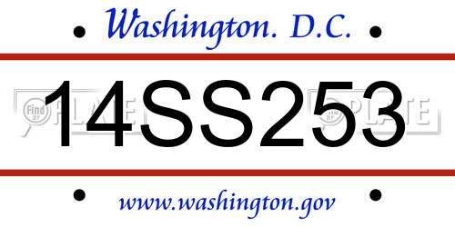 14SS253 District Of Columbia License Plate
