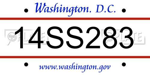 14SS283 District Of Columbia License Plate