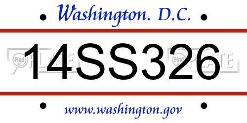 14SS326 District Of Columbia License Plate