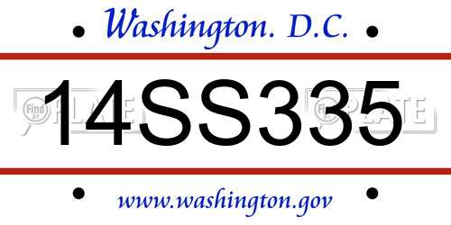 14SS335 District Of Columbia License Plate