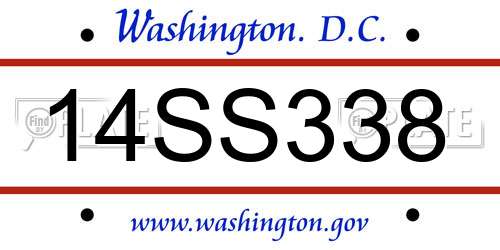 14SS338 District Of Columbia License Plate