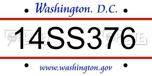 14SS376 District Of Columbia License Plate
