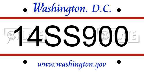 14SS900 District Of Columbia License Plate