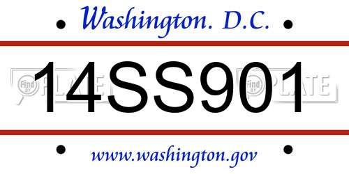 14SS901 District Of Columbia License Plate