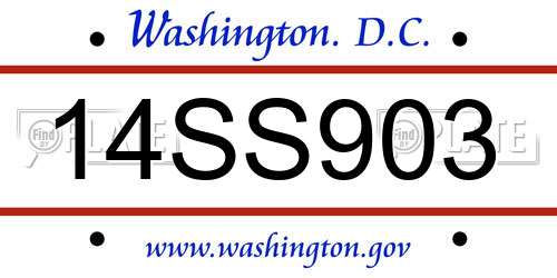 14SS903 District Of Columbia License Plate