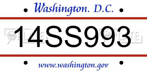 14SS993 District Of Columbia License Plate