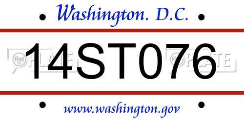14ST076 District Of Columbia License Plate