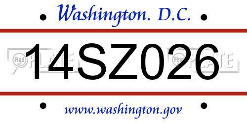 14SZ026 District Of Columbia License Plate