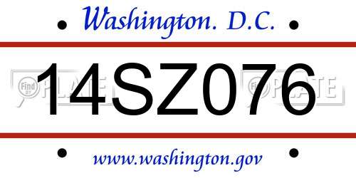 14SZ076 District Of Columbia License Plate