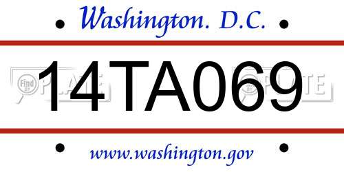 14TA069 District Of Columbia License Plate