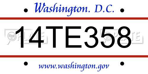 14TE358 District Of Columbia License Plate