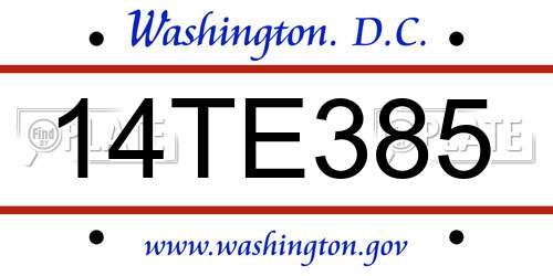 14TE385 District Of Columbia License Plate