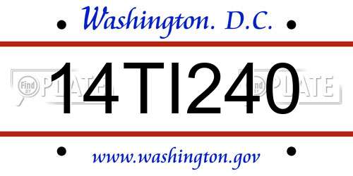 14TI240 District Of Columbia License Plate