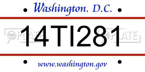 14TI281 District Of Columbia License Plate