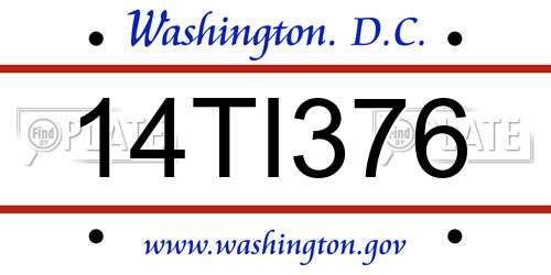 14TI376 District Of Columbia License Plate