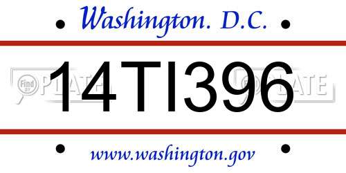 14TI396 District Of Columbia License Plate
