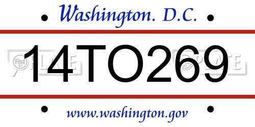14TO269 District Of Columbia License Plate