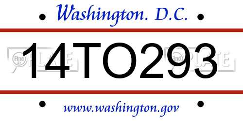14TO293 District Of Columbia License Plate