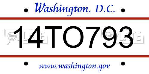 14TO793 District Of Columbia License Plate