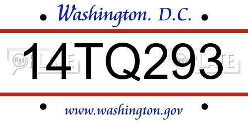 14TQ293 District Of Columbia License Plate