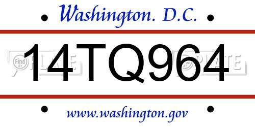 14TQ964 District Of Columbia License Plate