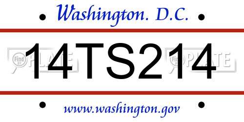14TS214 District Of Columbia License Plate