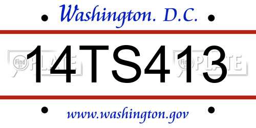 14TS413 District Of Columbia License Plate