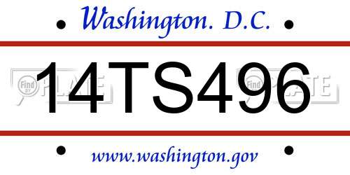 14TS496 District Of Columbia License Plate