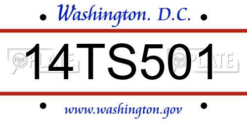 14TS501 District Of Columbia License Plate