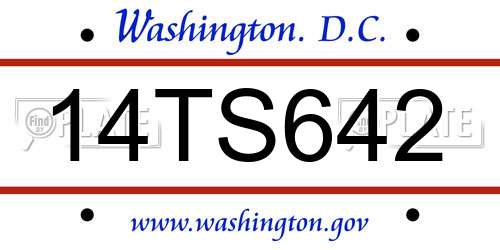 14TS642 District Of Columbia License Plate