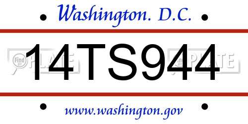 14TS944 District Of Columbia License Plate