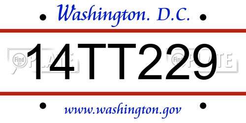 14TT229 District Of Columbia License Plate
