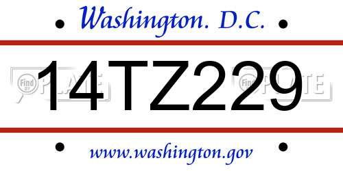 14TZ229 District Of Columbia License Plate