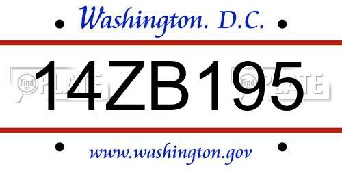 14ZB195 District Of Columbia License Plate