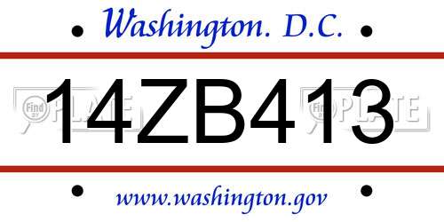 14ZB413 District Of Columbia License Plate