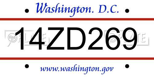 14ZD269 District Of Columbia License Plate