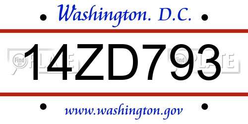 14ZD793 District Of Columbia License Plate