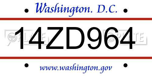 14ZD964 District Of Columbia License Plate