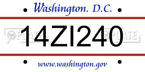 14ZI240 District Of Columbia License Plate