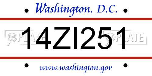 14ZI251 District Of Columbia License Plate
