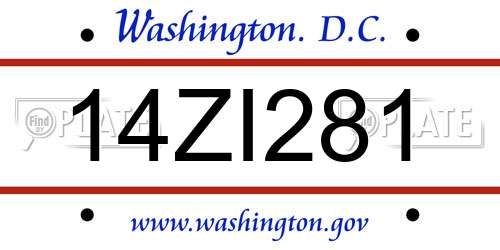 14ZI281 District Of Columbia License Plate