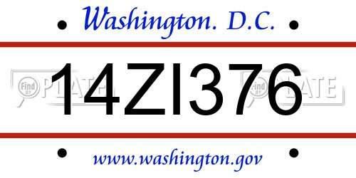 14ZI376 District Of Columbia License Plate