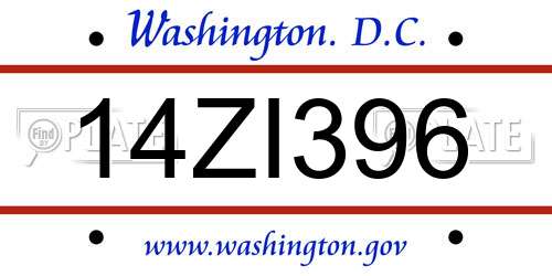 14ZI396 District Of Columbia License Plate