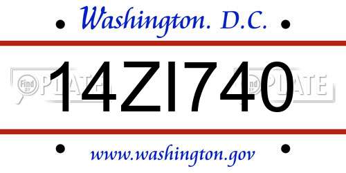 14ZI740 District Of Columbia License Plate